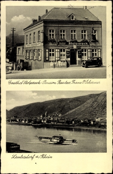 Postcard Leutesdorf Rhein, Gasthof Stolpereck, Bes. Franz O. Schermer