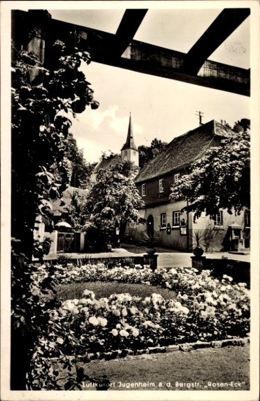 Postcard Jugenheim an der Bergstraße Hesse, Rosen-Eck