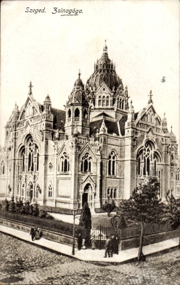 Judaika Postcard Szeged Segedin Hungary, synagogue