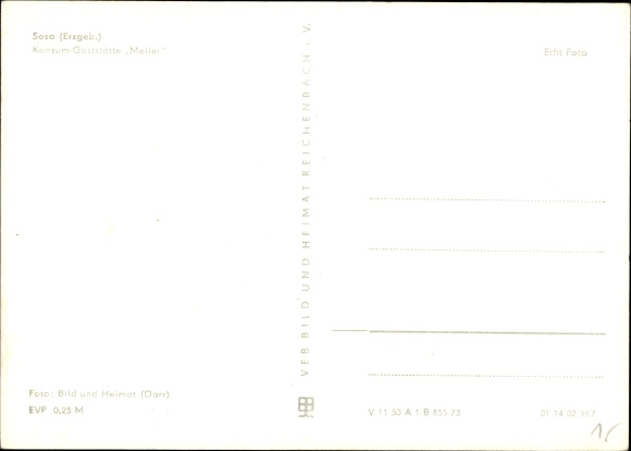 Postcard Sosa Eibenstock in the Ore Mountains, consumption restaurant Meiler, interior
