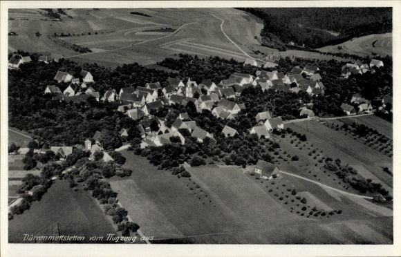 Postcard Dürrenmettstetten Sulz am Neckar, aerial photograph, idyllic landscape, residential houses, forests, rocks
