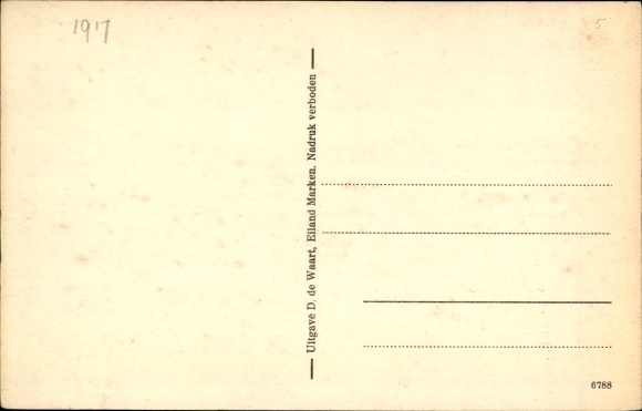 Postcard Marken Nordholland, Noodlanding, emergency landing on a meadow, airplane
