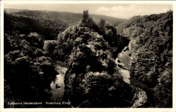 Ak Manderscheid in der Eifel, Luftkurort  Niederburg, Eifel, Flusslandschaft, Waldlandschaft