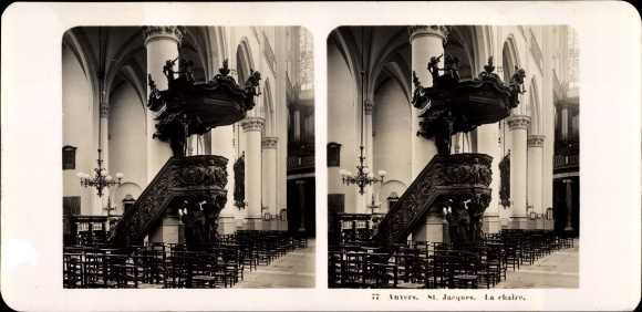 Stereo photo Antwerp Antwerp Flanders, St. Jacques, the chair