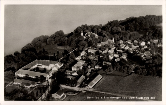 Postcard Bernried am Starnberger See Upper Bavaria, aerial view of Bernried, landscape, buildings, trees