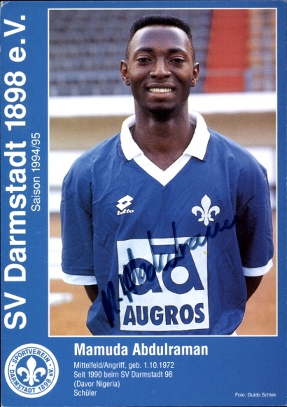 Autogrammkarte Fußballer Mamuda Abdulraman, SV Darmstadt 98, Autogramm