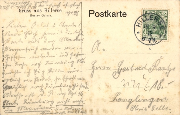 Postcard Hillerse in the Gifhorn district, Gustav Garms' inn