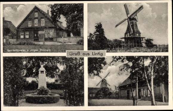 PC Lintig Geestland district of Cuxhaven, mixed goods by Jürgen Thomann, windmill, monument