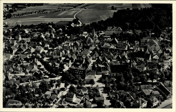 Postcard Leutkirch im Allgäu Württemberg, aerial photograph