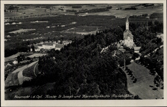 Postcard Neumarkt in der Oberpfalz, aerial photograph of St. Joseph's Monastery, Carmelite Monastery Mariahilfsberg