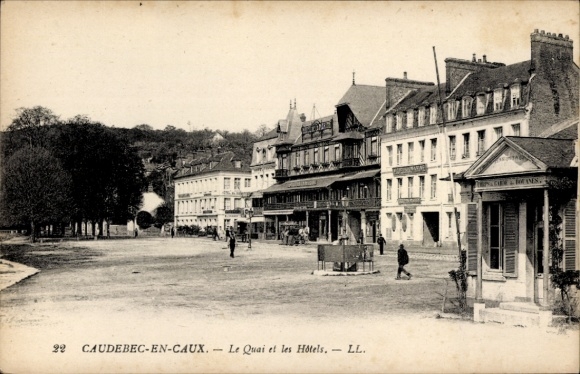 Ak Caudebec en Caux Seine Maritime, The Quay und die Hotels
