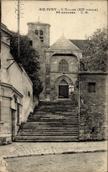 Ak Ivry sur Seine Val de Marne, Kirche, 46 Marches