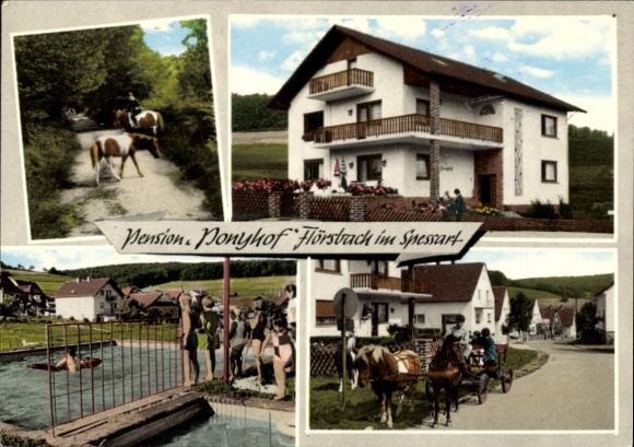 Ak Flörsbach Flörsbachtal im Spessart, Pension Ponyhof, Schwimmbad