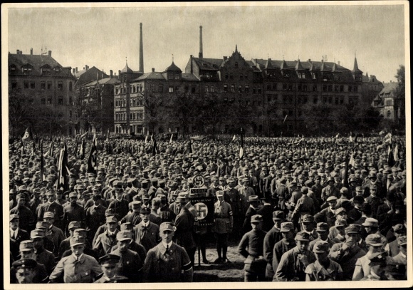 Sammelbild Deutschland erwacht Nr. 20, Deutscher Tag in Nürnberg 1923, SA ist angetreten