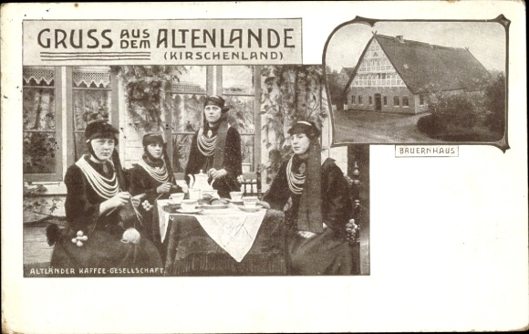 Ak Altes Land Kirschenland Niedersachsen, Altländer Kaffeegesellschaft, Bauernhaus