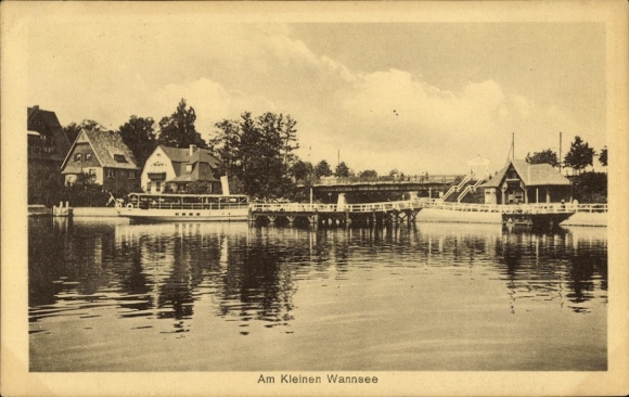 Postcard Berlin Zehlendorf Nikolassee, Am kleinen Wanssee, steamer landing stage