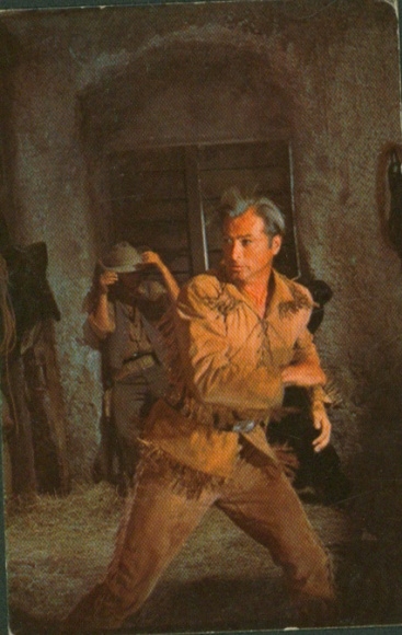 Collector's card Karl May, film scene Winnetou III, Among Vultures, No. 145 Old Shatterhand, Lex Barker
