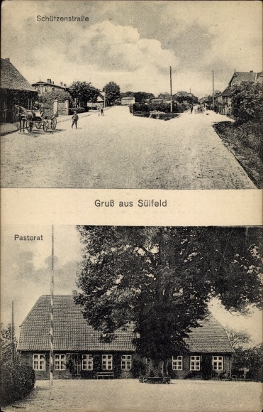 Postcard Sülfeld in Holstein, Schützenstrasse, pastorate