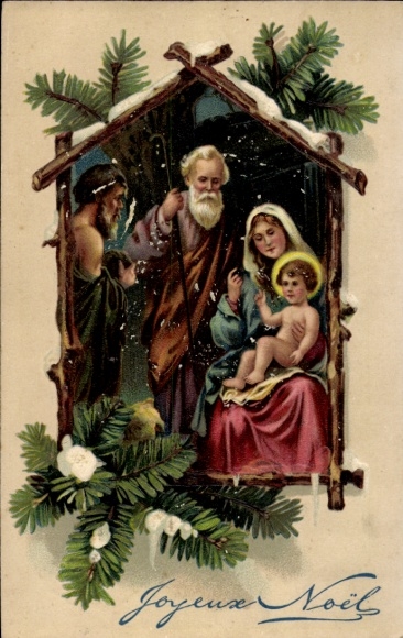 Präge Ak Frohe Weihnachten, Maria, Jesus