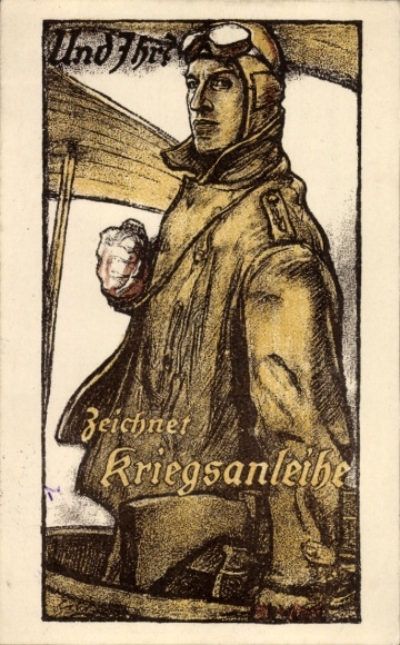 Artist Postcard Erler, And you?, Subscribes to war bonds, fighter pilot