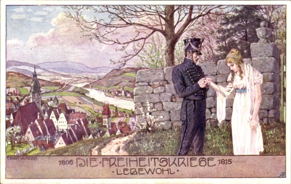 Artist Postcard Kutzer, E., The Wars of Liberation 1815, Farewell, Farewell