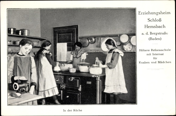 Ak Hemsbach an der Bergstraße, Erziehungsheim, Blick in die Küche, Höhere Reformschule mit Internat