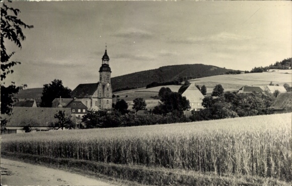 Postcard Waltersdorf Großschönau Zittau Mountains, Church, Niederkretscham