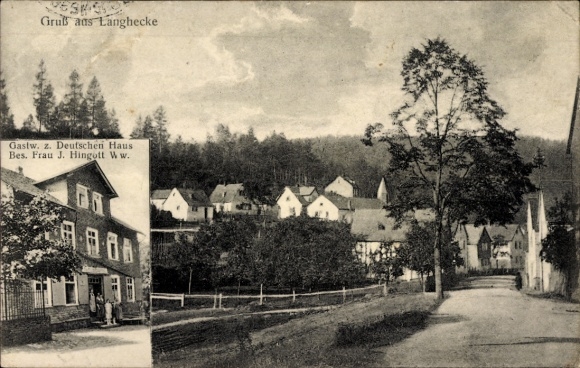 Postcard Langhecke Villmar an der Lahn Hessen, partial view, restaurant at the German House