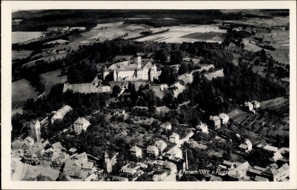 Postcard Kronach in Upper Franconia, Veste Rosenberg, aerial photograph