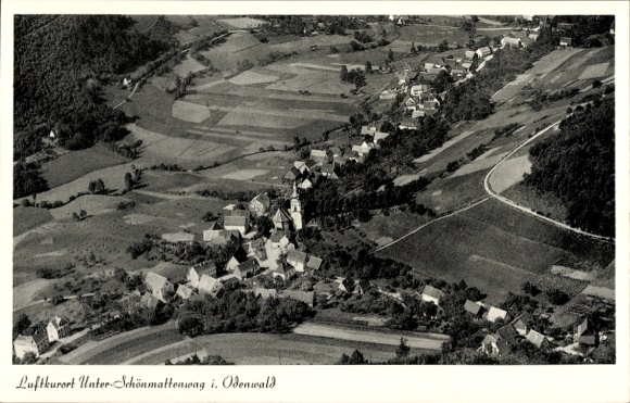 Postcard Unter Schönmattenwag Wald Michelbach in the Odenwald Hesse, aerial photograph
