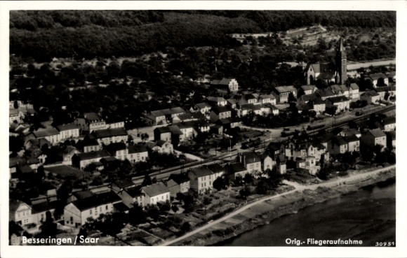 Postcard Besseringen Merzig in Saarland, aerial photograph