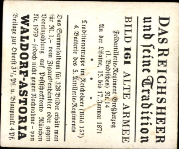 Collector's picture The Imperial Army and its tradition 161 Old army, field type. Rgt. Grand Duke 1st Bad. 14