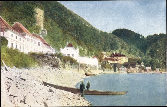 Postcard Sarmingstein St. Nikola Upper Austria, banks of the Danube