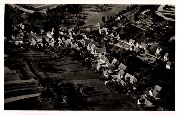 Postcard Leonbronn Zaberfeld in Baden Württemberg, aerial view of the town, many houses, landscape, sc
