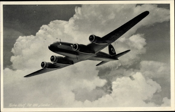 Postcard Focke Wulf Fw 200 Condor, large passenger aircraft