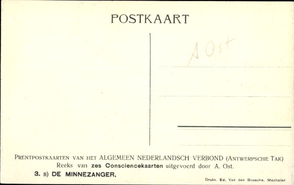 Kunstenaar Ak De Minnezanger, Algemeen Nederlandsch Verbond