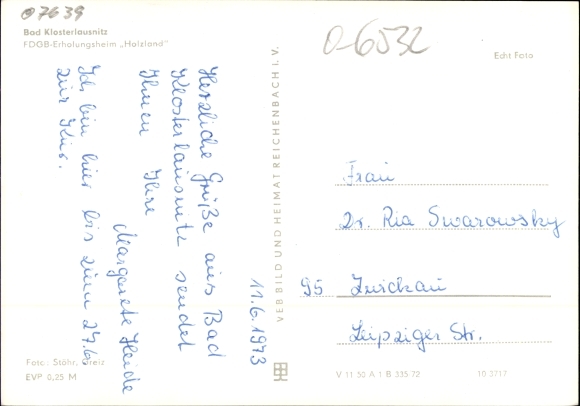 Postcard Bad Klosterlausnitz in Thuringia, FDGB convalescent home Holzland