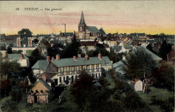 Postcard Yvetot Seine Maritime, general view