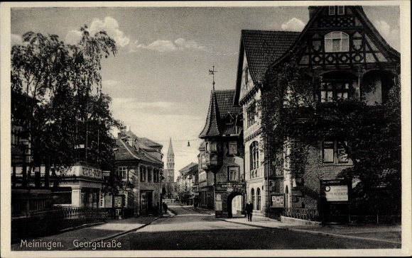 Ansichtkaart Meiningen in Zuid-Thüringen, Georgstrasse