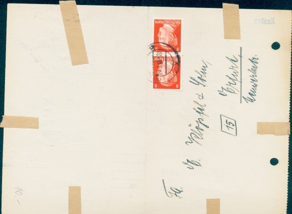 (15) Erfurt / y / 23.03.1945 auf Rechnung Theodor Liesegang, Briefmarke Hitler 2x 8 Pfennig