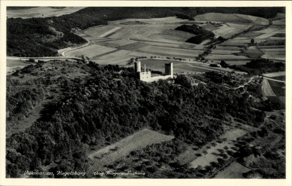 Postcard Volkmarsen in Hessen, Kugelsberg, aerial photograph