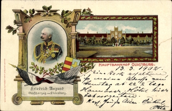 Postcard Oldenburg in the Grand Duchy of Oldenburg, Grand Duke Friedrich August of Oldenburg, Central Station