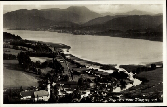 Postcard Gmund am Tegernsee Upper Bavaria, aerial photograph