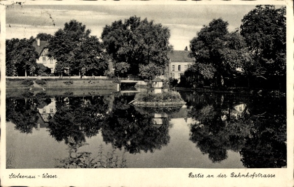 Postcard Stolzenau an der Weser, section on Bahnhofstrasse