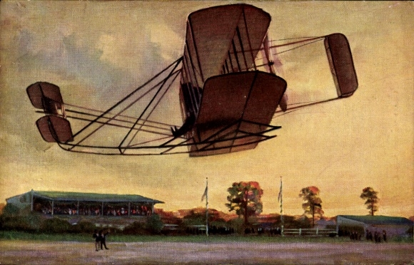 Kunstenaar Ak Hildebrandt, F., Aeroplan van de Wright Brothers, vliegtuig