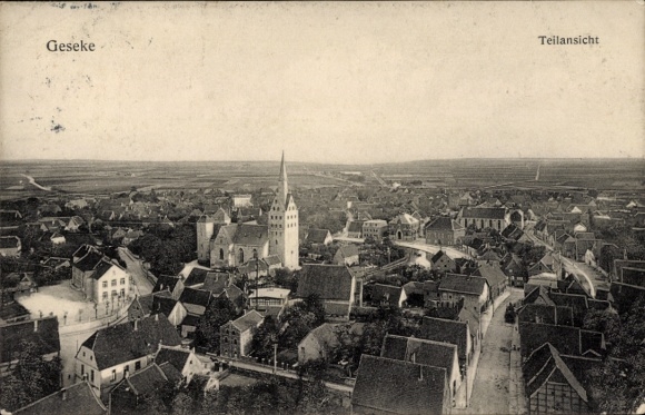 Postcard Geseke in Westphalia, partial view of architecture, city view