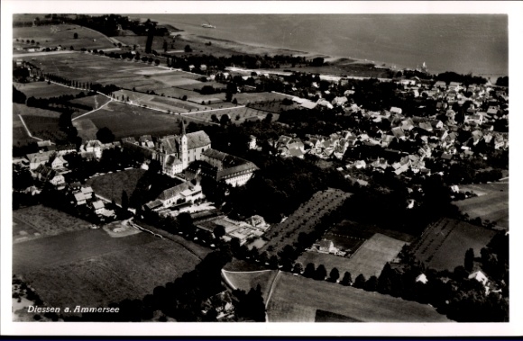Ak Dießen am Ammersee Oberbayern, Fliegeraufnahme