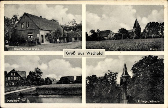 PC Wechold Hilgermissen in Lower Saxony, church, manor Wührden, commercial building Bruns