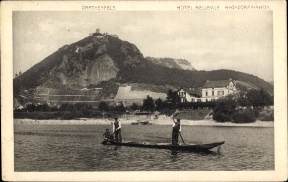 Postcard Rhöndorf Bad Honnef am Rhein, Hotel Bellevue, Drachenfels