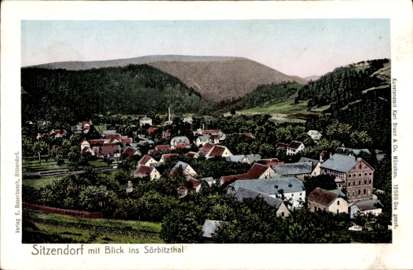 Ak Sitzendorf in Thüringen, Blick ins Sörbitzthal, Häuser, naturbelassene Hügel, ID